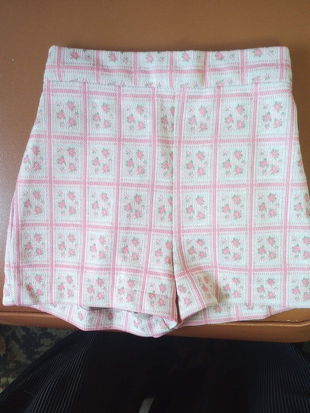 Danskin Vintage Retro Floral & Plaid Polyester Shorts. Pink Green White, Sz 5